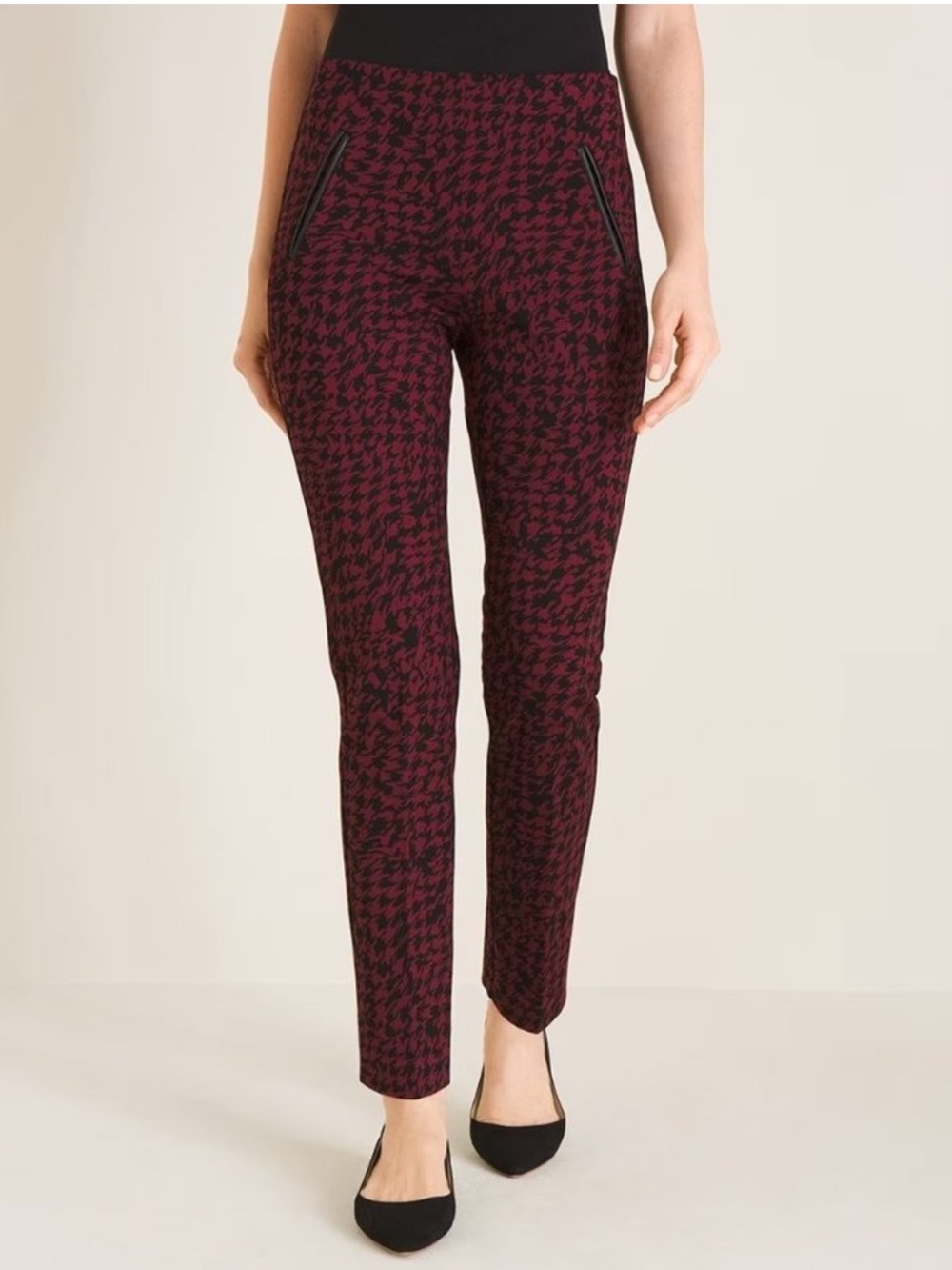 Chico's So Slimming Juliet Houndstooth Ponte Knit Ankle Pants, Women's 18